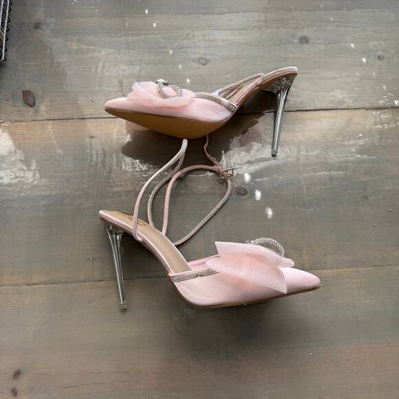 EGO Pink Chriselle Satin Bow Heels Sz 8 NIB - Picture 2 of 13